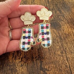 Colorful Checkered Mitten Earrings